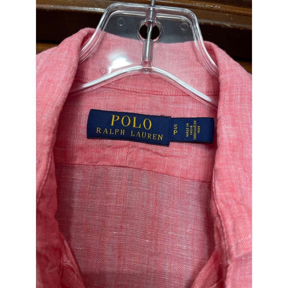 Polo Ralph Lauren Heathered red linen button down small - Picture 3 of 6